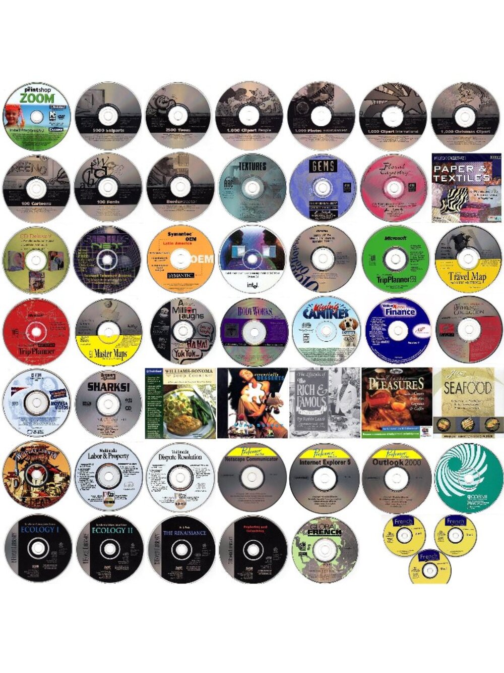 50 MISC CD-ROM LOT #2 - PC Software Lot CLEARANCE - NEW or LIKE NEW in Sleeves